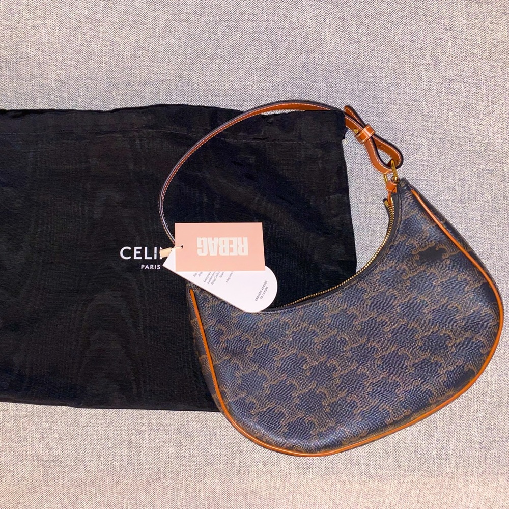 CELINE AVA BAG IN TRIOMPHE CANVAS AND CALFSKIN